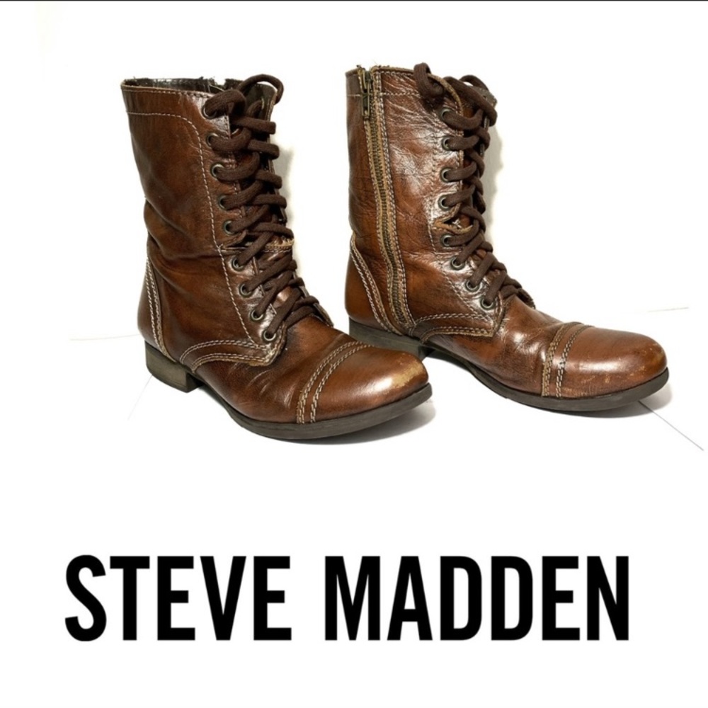 Steve Madden | Brown Combat Lace up Moro Boots